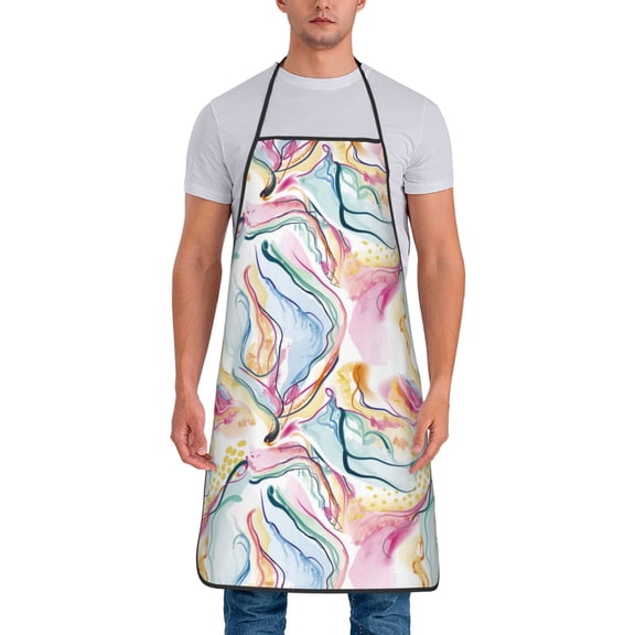 Naloa 1Pack Adjustable Bib Apron Waterdrop Resistant Cooking Kitchen Aprons for Women Men Chef, Abstract Marble Texture Print