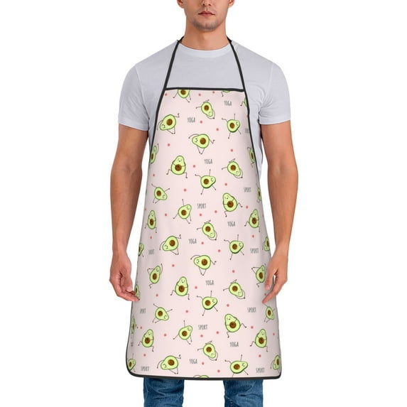 Naloa 1Pack Adjustable Bib Apron Waterdrop Resistant Cooking Kitchen Aprons for Women Men Chef, Avocado Doing Sport Yoga Print