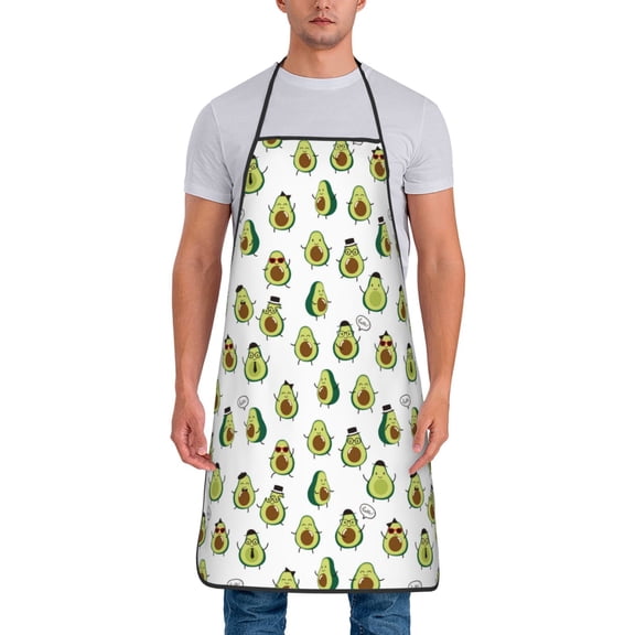 Naloa 1Pack Adjustable Bib Apron Waterdrop Resistant Cooking Kitchen Aprons for Women Men Chef, Avocado Friends Print