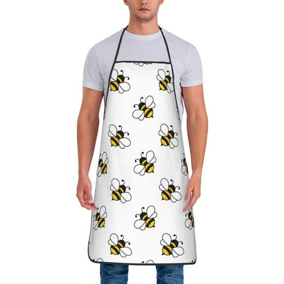 Naloa 1Pack Adjustable Bib Apron Waterdrop Resistant Cooking Kitchen Aprons for Women Men Chef, Bee Print