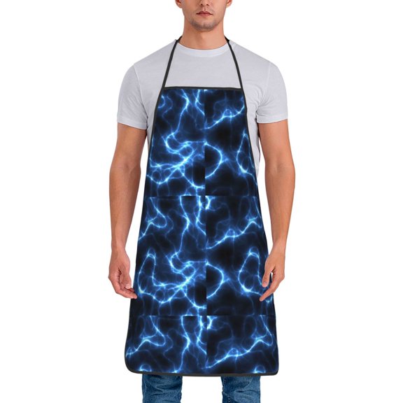Naloa 1Pack Adjustable Bib Apron Waterdrop Resistant Cooking Kitchen Aprons for Women Men Chef, Blue Lightning Print