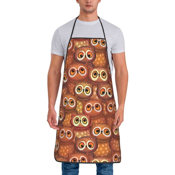 Naloa 1Pack Adjustable Bib Apron Waterdrop Resistant Cooking Kitchen Aprons for Women Men Chef, Brown Owl Print