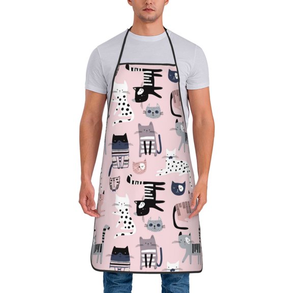 Naloa 1Pack Adjustable Bib Apron Waterdrop Resistant Cooking Kitchen Aprons for Women Men Chef, Cat Print