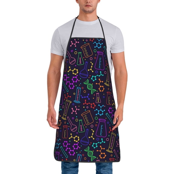 Naloa 1Pack Adjustable Bib Apron Waterdrop Resistant Cooking Kitchen Aprons for Women Men Chef, Chemistry Science Print