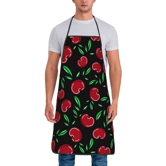 Naloa 1Pack Adjustable Bib Apron Waterdrop Resistant Cooking Kitchen Aprons for Women Men Chef, Cherry Print