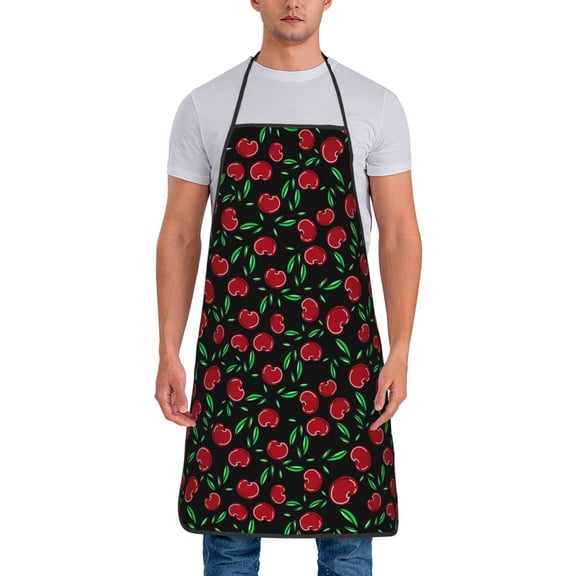Naloa 1Pack Adjustable Bib Apron Waterdrop Resistant Cooking Kitchen Aprons for Women Men Chef, Cherry Print