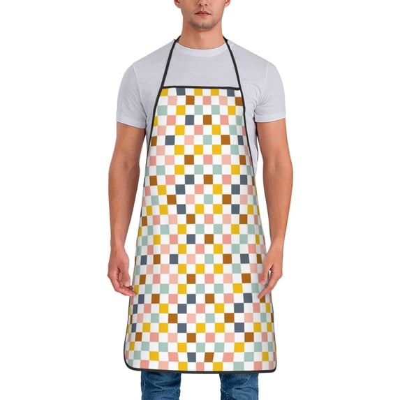 Naloa 1Pack Adjustable Bib Apron Waterdrop Resistant Cooking Kitchen Aprons for Women Men Chef, Colorful Checkered 1 Print