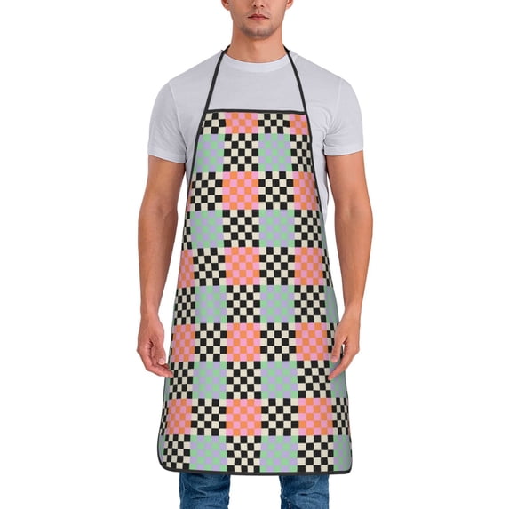 Naloa 1Pack Adjustable Bib Apron Waterdrop Resistant Cooking Kitchen Aprons for Women Men Chef, Colorful Checkered Print