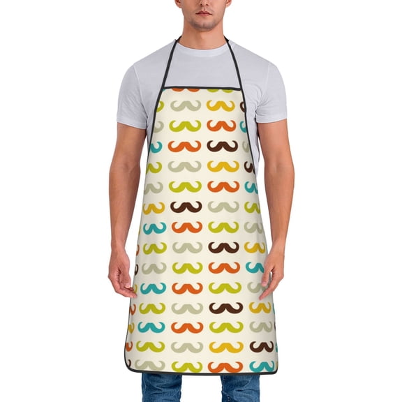 Naloa 1Pack Adjustable Bib Apron Waterdrop Resistant Cooking Kitchen Aprons for Women Men Chef, Colorful Mustache Print