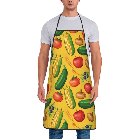 Naloa 1Pack Adjustable Bib Apron Waterdrop Resistant Cooking Kitchen Aprons for Women Men Chef, Colorful Vegetables Print
