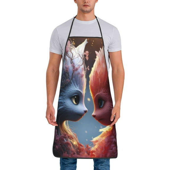 Naloa 1Pack Adjustable Bib Apron Waterdrop Resistant Cooking Kitchen Aprons for Women Men Chef, Cute Red And White Elf Print