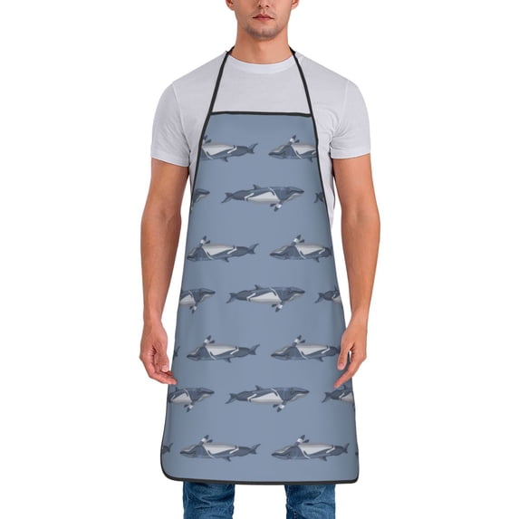 Naloa 1Pack Adjustable Bib Apron Waterdrop Resistant Cooking Kitchen Aprons for Women Men Chef, Cute Whale Print