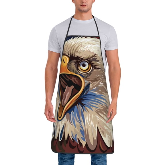 Naloa 1Pack Adjustable Bib Apron Waterdrop Resistant Cooking Kitchen Aprons for Women Men Chef, Eagle With USA Flags Print