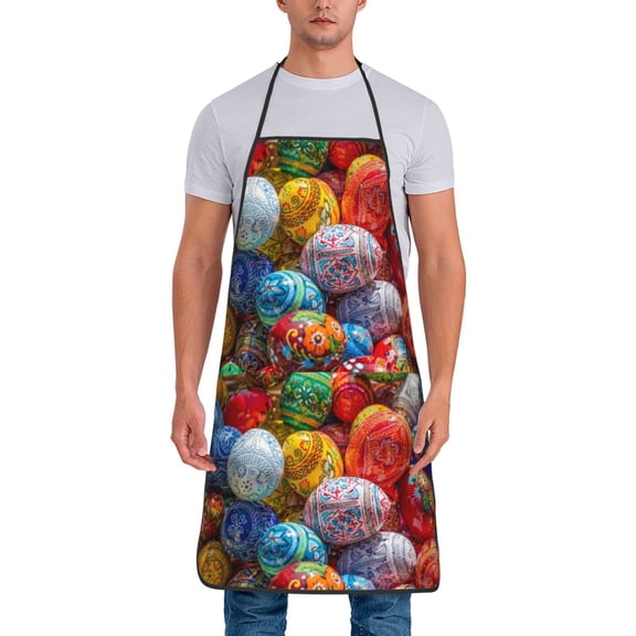 Naloa 1Pack Adjustable Bib Apron Waterdrop Resistant Cooking Kitchen Aprons for Women Men Chef, Easter Eggs Print