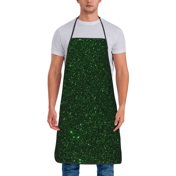 Naloa 1Pack Adjustable Bib Apron Waterdrop Resistant Cooking Kitchen Aprons for Women Men Chef, Emerald Green Sparkling Print