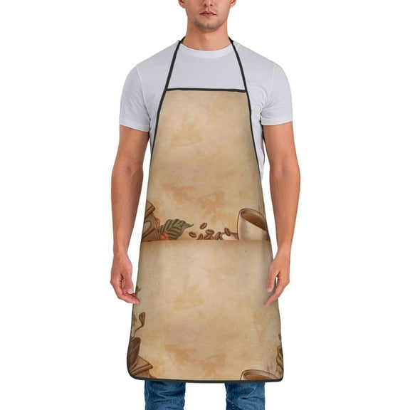 Naloa 1Pack Adjustable Bib Apron Waterdrop Resistant Cooking Kitchen Aprons for Women Men Chef, Engraved Coffee On Kraft Paper Print
