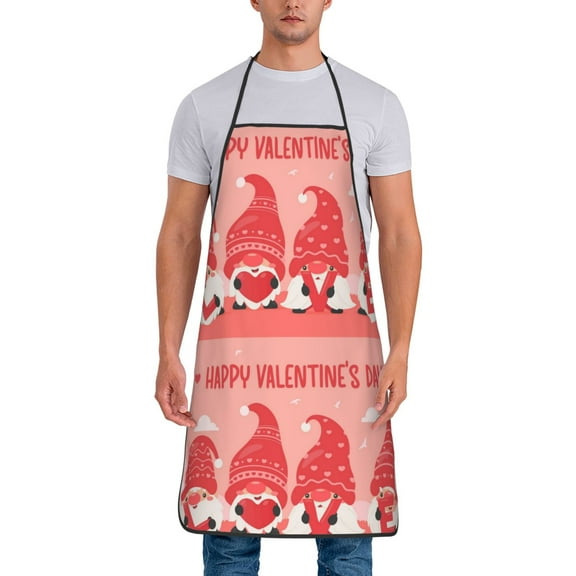 Naloa 1Pack Adjustable Bib Apron Waterdrop Resistant Cooking Kitchen Aprons for Women Men Chef, Gnomes Hold The Letters LOVE Print