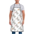 thumbnail image 1 of Naloa 1Pack Adjustable Bib Apron Waterdrop Resistant Cooking Kitchen Aprons for Women Men Chef, Gray Rabbit Print, 1 of 5