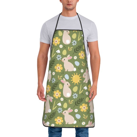 Naloa 1Pack Adjustable Bib Apron Waterdrop Resistant Cooking Kitchen Aprons for Women Men Chef, Happy Easter Print