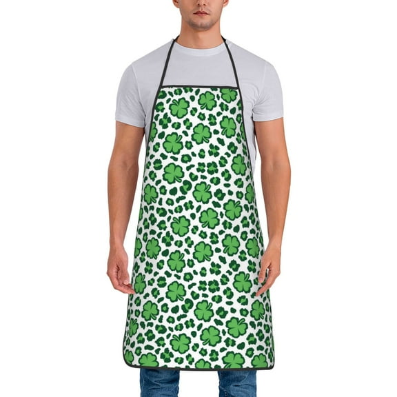 Naloa 1Pack Adjustable Bib Apron Waterdrop Resistant Cooking Kitchen Aprons for Women Men Chef, Leopard print St. Patrick's Day Print
