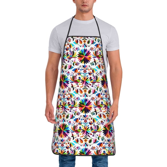 Naloa 1Pack Adjustable Bib Apron Waterdrop Resistant Cooking Kitchen Aprons for Women Men Chef, Mexican Bright Style Print