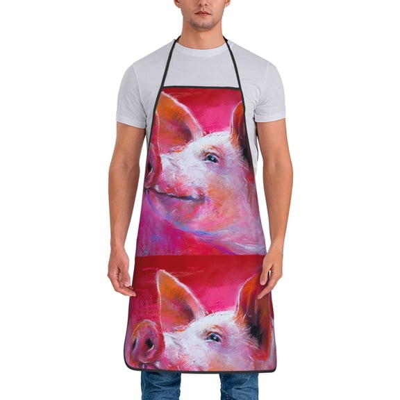Naloa 1Pack Adjustable Bib Apron Waterdrop Resistant Cooking Kitchen Aprons for Women Men Chef, Pig Print