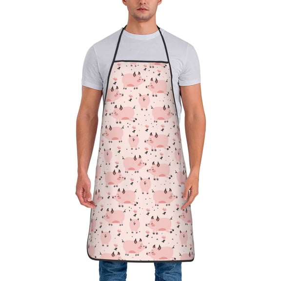Naloa 1Pack Adjustable Bib Apron Waterdrop Resistant Cooking Kitchen Aprons for Women Men Chef, Pig Print