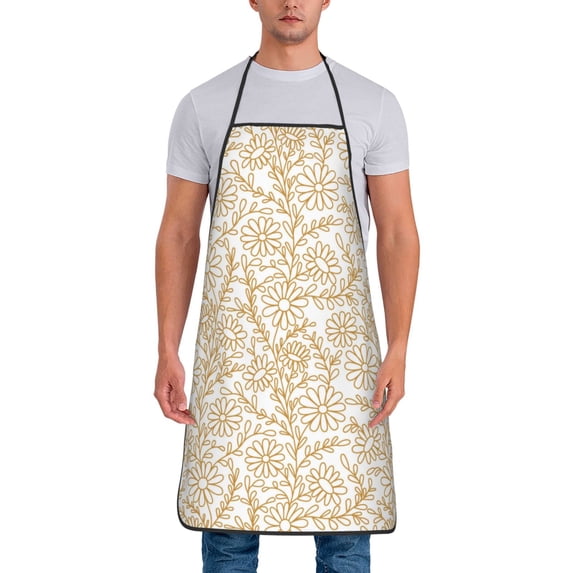Naloa 1Pack Adjustable Bib Apron Waterdrop Resistant Cooking Kitchen Aprons for Women Men Chef, Plant Print