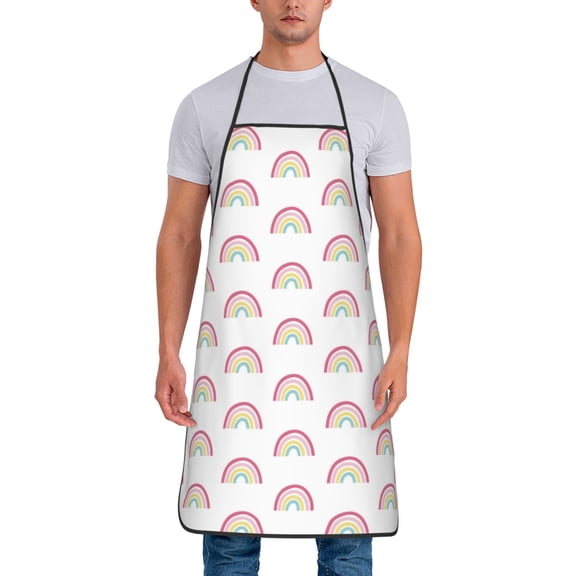 Naloa 1Pack Adjustable Bib Apron Waterdrop Resistant Cooking Kitchen Aprons for Women Men Chef, Rainbow Print
