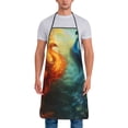 thumbnail image 1 of Naloa 1Pack Adjustable Bib Apron Waterdrop Resistant Cooking Kitchen Aprons for Women Men Chef, Red And Blue Fire Peacock Print, 1 of 5