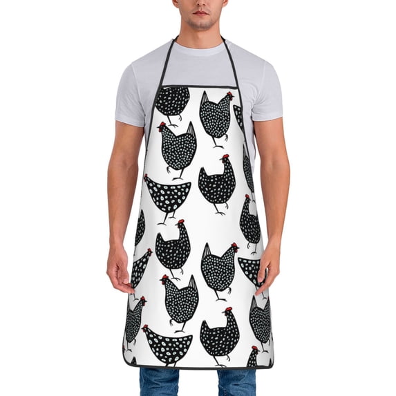 Naloa 1Pack Adjustable Bib Apron Waterdrop Resistant Cooking Kitchen Aprons for Women Men Chef, Retro Rooster Print
