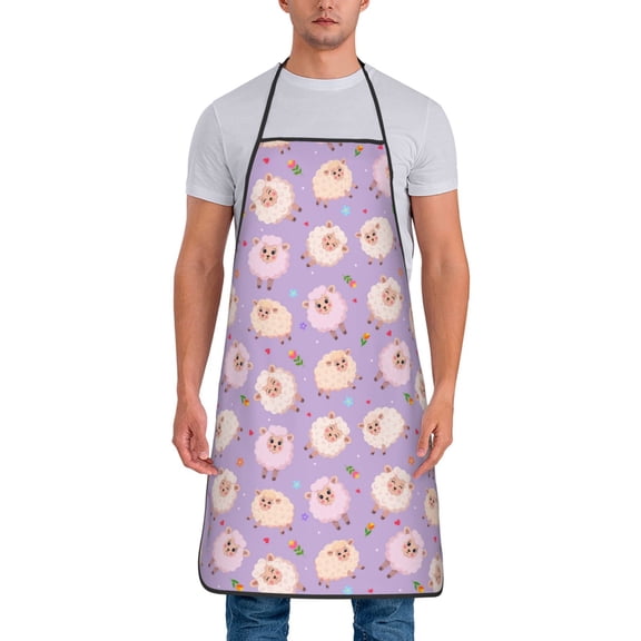 Naloa 1Pack Adjustable Bib Apron Waterdrop Resistant Cooking Kitchen Aprons for Women Men Chef, Sheeps Print