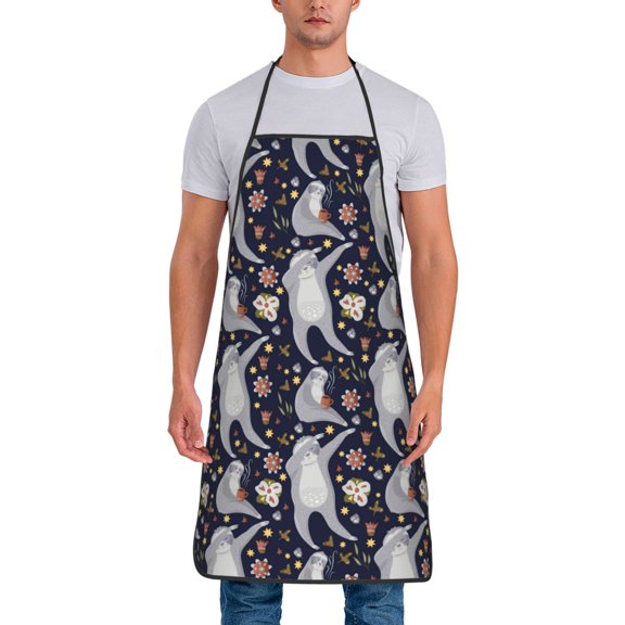 Naloa 1Pack Adjustable Bib Apron Waterdrop Resistant Cooking Kitchen Aprons for Women Men Chef, Sloths Dancing Print