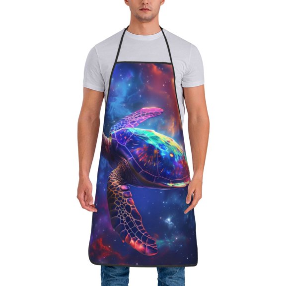 Naloa 1Pack Adjustable Bib Apron Waterdrop Resistant Cooking Kitchen Aprons for Women Men Chef, Starry Sky Turtle Print