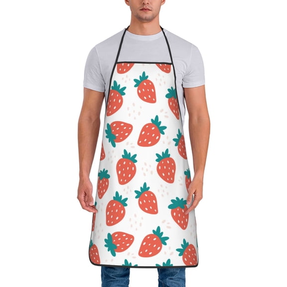 Naloa 1Pack Adjustable Bib Apron Waterdrop Resistant Cooking Kitchen Aprons for Women Men Chef, Strawberries Print