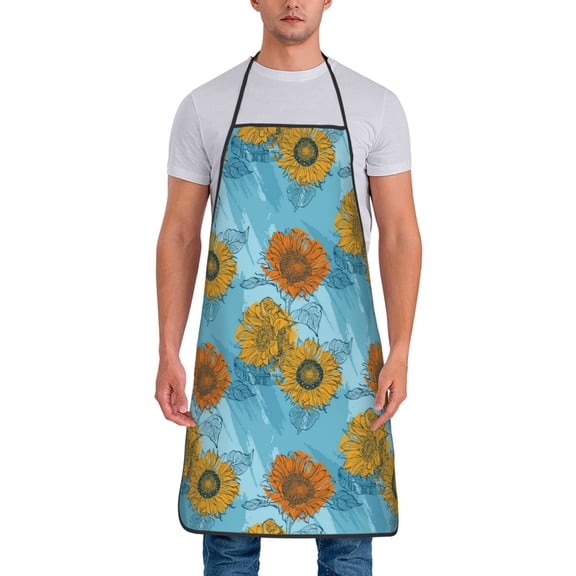 Naloa 1Pack Adjustable Bib Apron Waterdrop Resistant Cooking Kitchen Aprons for Women Men Chef, Sunflowers Print