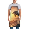 thumbnail image 1 of Naloa 1Pack Adjustable Bib Apron Waterdrop Resistant Cooking Kitchen Aprons for Women Men Chef, Sunset Dancing Dolphin A Print, 1 of 5