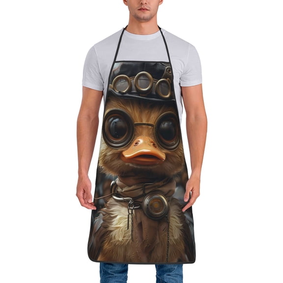 Naloa 1Pack Adjustable Bib Apron Waterdrop Resistant Cooking Kitchen Aprons for Women Men Chef, Vintage Gentleman Duck Print
