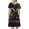 thumbnail image 1 of Naloa 2025 And Merry Christmas Print Womens Summer A-Line Dress with Pockets,Short Sleeve Dresses,Flowy Beach Swing Dress for Vacation Travel, 1 of 6
