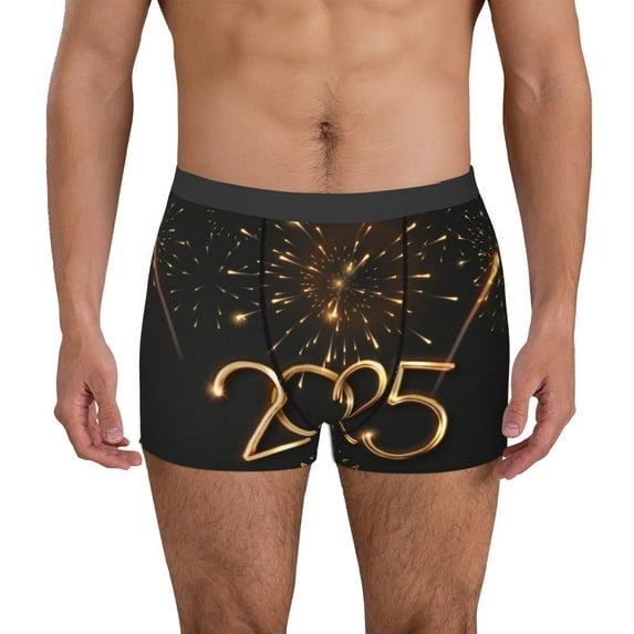 Naloa 2025 Golden On New Year Mens Underwear - Boxers for Men, Mens Boxer Briefs, Classic Briefs for Men-Small