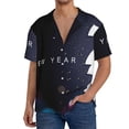 thumbnail image 1 of Naloa 2025 Happy New Year 2 Men's Loose Fit Cuban Collar Short-Sleeve Shirt, Hawaiian Shirts, Mens Shirts Casual for Everyday Wear Outings-Small, 1 of 5