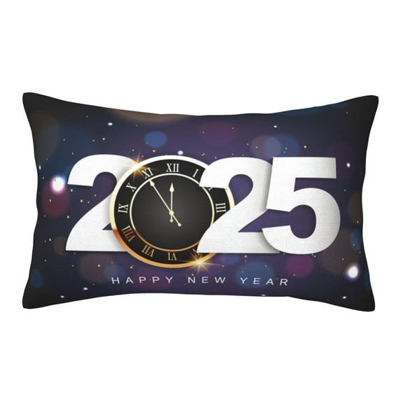 Naloa 2025 Happy New Year 4 Pillowcase, Throw Pillowcase, Wrinkle-Free, Stain-Resistant with Hidden Zipper for Bedroom Sofa-14"x20"
