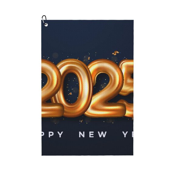 Naloa 2025 Happy New Year 6 Golf Towel Golf Gift for Men and Women Golf Towel with Carabiner Clip to Quickly Remove Mud, Dirt and Sweat