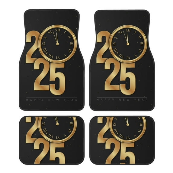 Naloa 2025 Happy New Year Car Foot Mat Set of 4 Pieces - Universal Floor Liner Neoprene Full Set Floor Mats for Cars Trucks SUV
