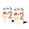 thumbnail image 1 of Naloa 2025 New Year'S Wood Non-Skid Bookend for Shelves,Book Ends for Heavy Books, Book Stand for CDs,1 Pair, 1 of 7