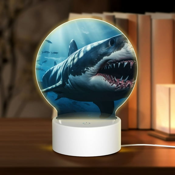 Naloa 3D Realistic Shark Acrylic LED Night Light Custom LED Lights Personalized Nightlight Customized Gifts for Family Couples Friends