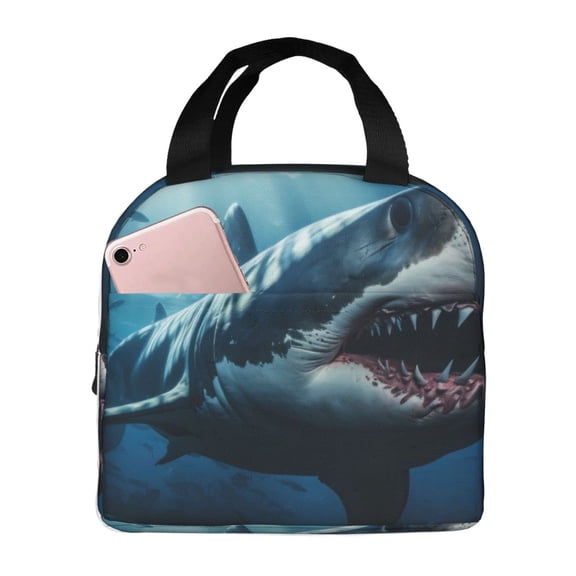 Naloa 3D Realistic Shark Print Lunch Box for Women Men,Insulated Lunch Bag,Lunchbox,Thermal Leakproof Cooler,Reusable Lunch Tote Bag for Work School Travel Picnic