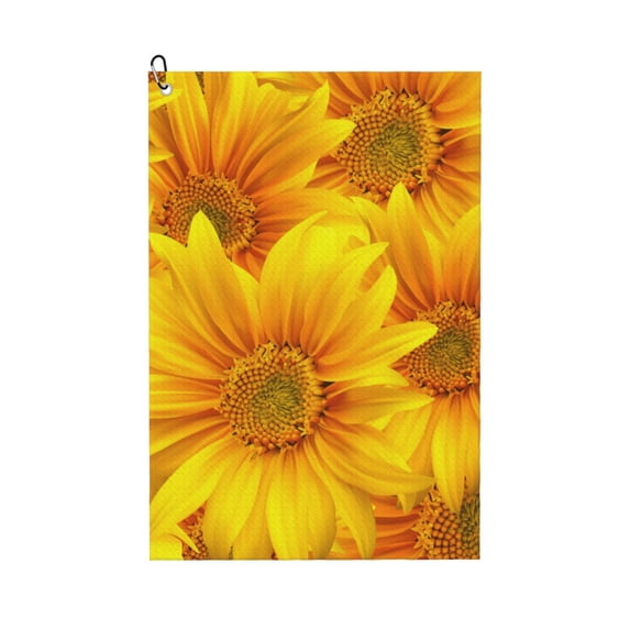 Naloa 3D Sunflowers Golf Towel Golf Gift for Men and Women Golf Towel with Carabiner Clip to Quickly Remove Mud, Dirt and Sweat