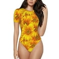 thumbnail image 1 of Naloa 3D Sunflowers Women's Short-Sleeved Onesie, One-Piece Swimsuit for Parties, dates, clubs - X-Large, 1 of 9
