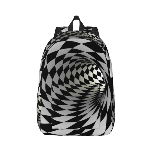 Naloa 3D Vortex Illusion Canvas Backpack for Men Women Rucksack Casual Travel Daypack College Tote Satchel Bookbag for Teens-Medium